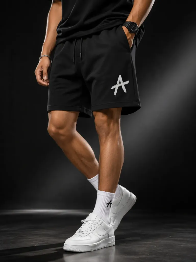 Unisex Terry Shorts (Black) (S)